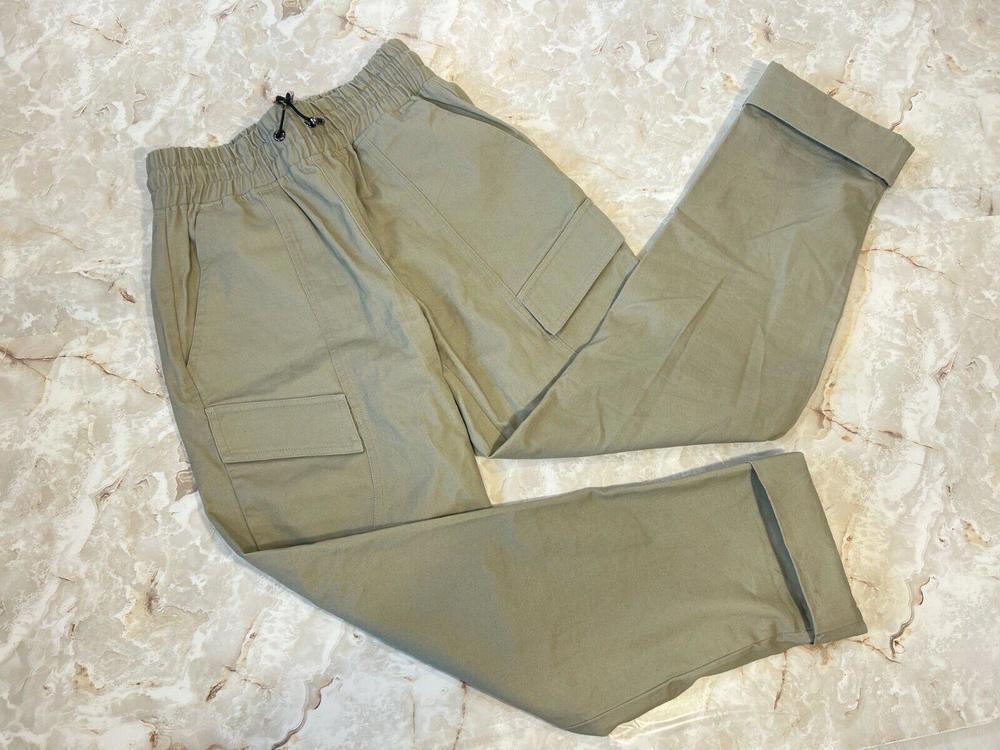 urban outfitters grey beige cargo pant trouser elastic waistband worn once Sz XS